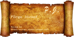 Pörge József névjegykártya